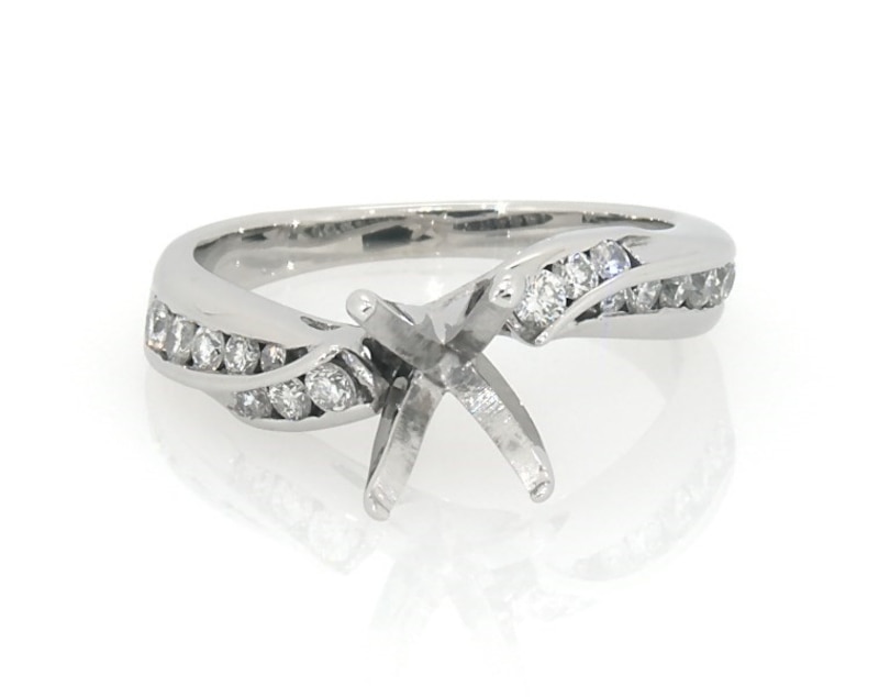 Main Image 1 of Previously Owned Diamond Twist Bypass Engagement Ring Setting 1/3 ct tw 14K White Gold