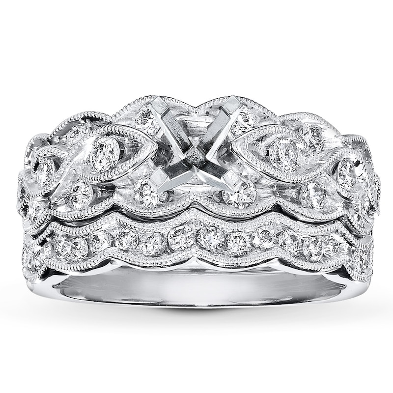 Main Image 1 of Previously Owned Diamond Ring Setting Set 3/4 ct tw Round 14K White Gold