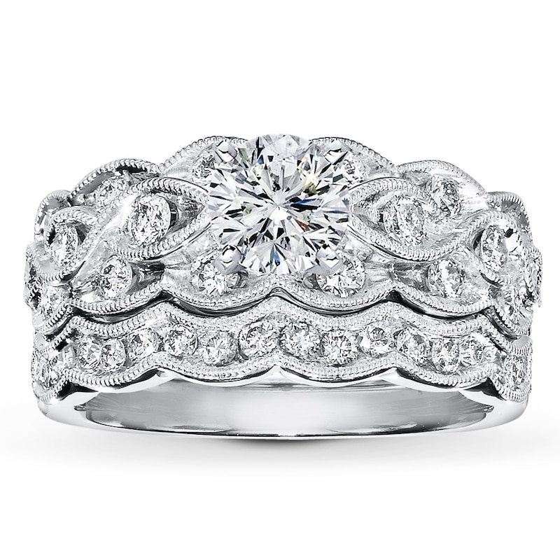Main Image 3 of Previously Owned Diamond Ring Setting Set 3/4 ct tw Round 14K White Gold