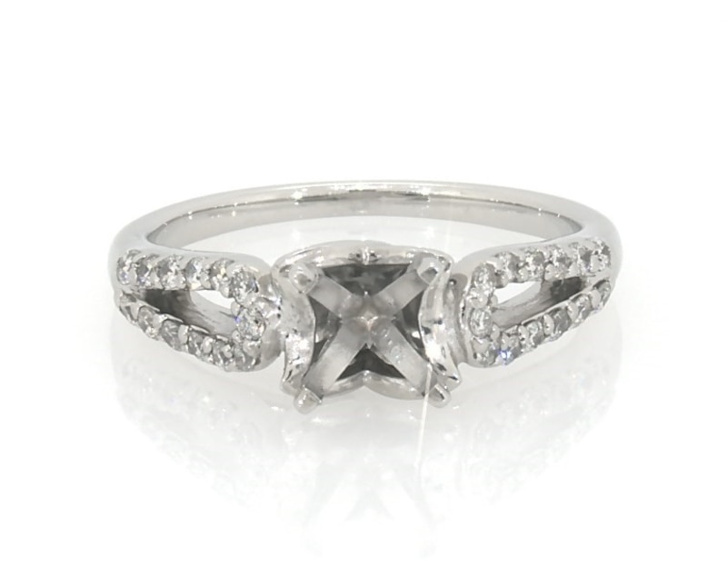 Main Image 1 of Previously Owned Diamond Loop Shank Engagement Ring Setting 1/4 ct tw 14K White Gold