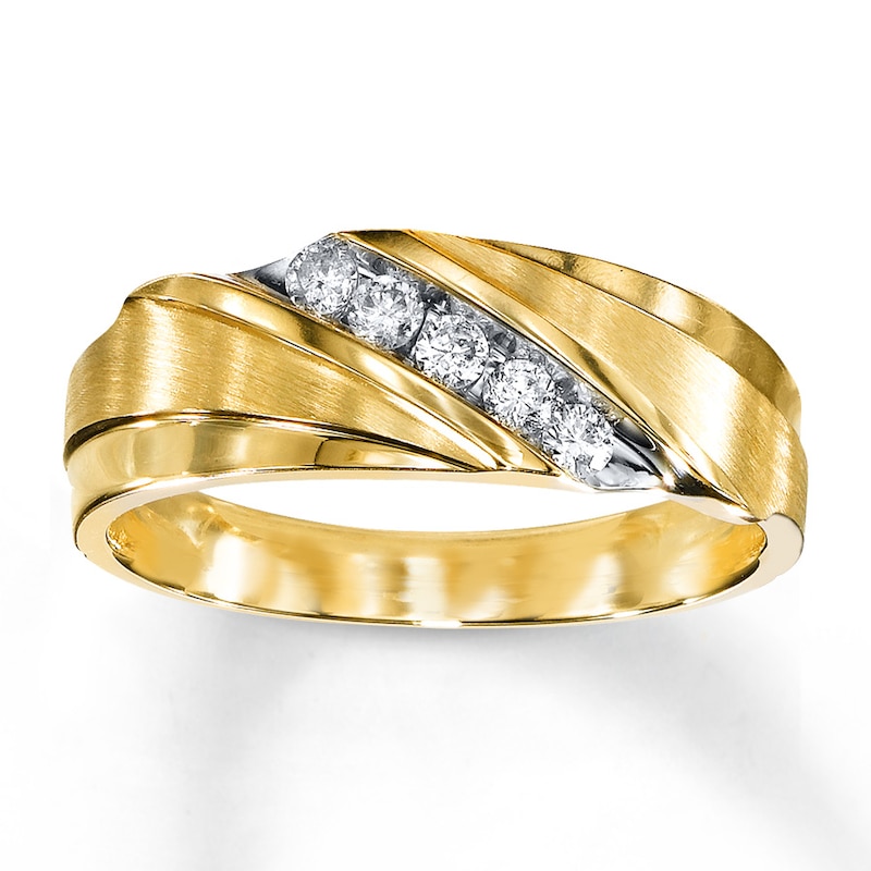 Previously Owned Men's Diamond Wedding Band / ct tw Round-cut 10K Gold