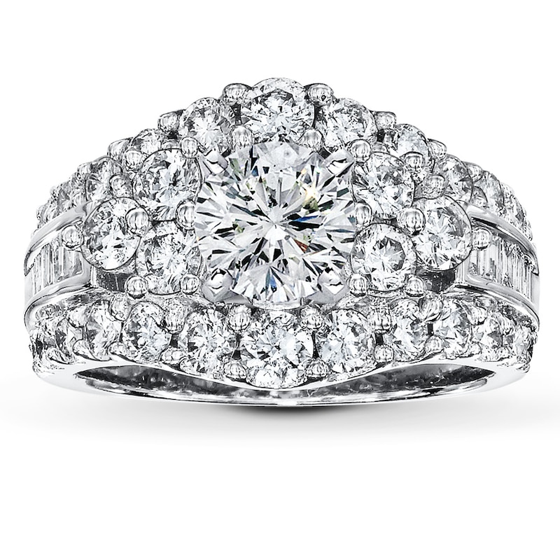 Main Image 3 of Previously Owned Diamond Ring Setting 2 ct tw Round/Baguette 14K White Gold
