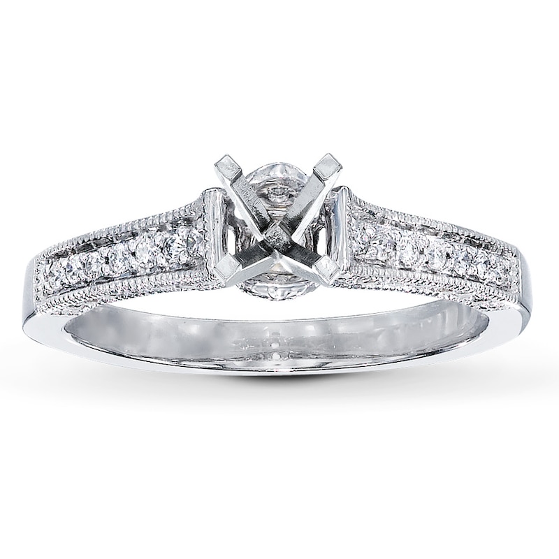 Main Image 1 of Previously Owned Diamond Ring Setting 1/4 ct tw Round-cut 14K White Gold
