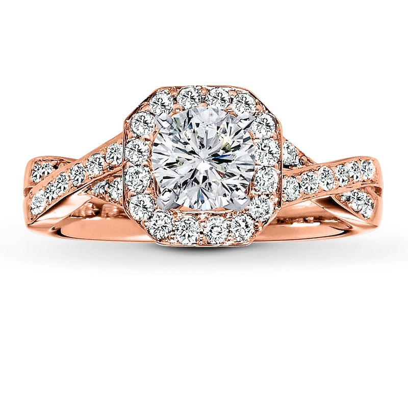 Main Image 3 of Previously Owned Diamond Ring Setting 3/8 ct tw Round-cut 14K Rose Gold