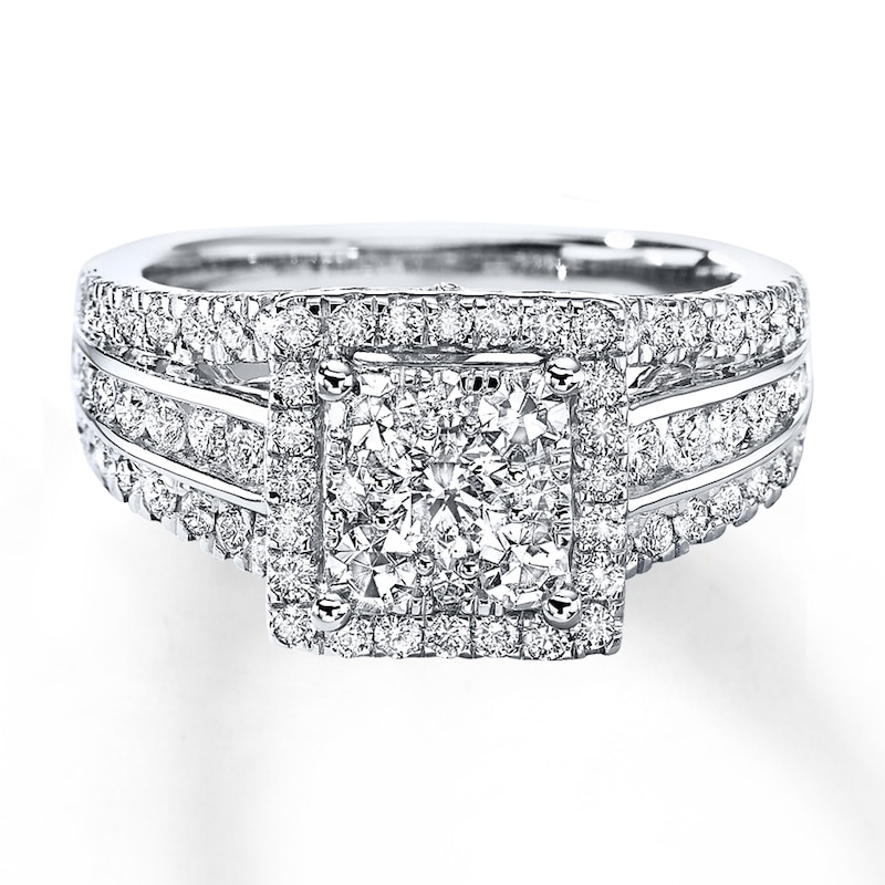 Previously Owned Multi-Stone Diamond Engagement Ring 1-1/2 ct tw Round-cut 14K White Gold