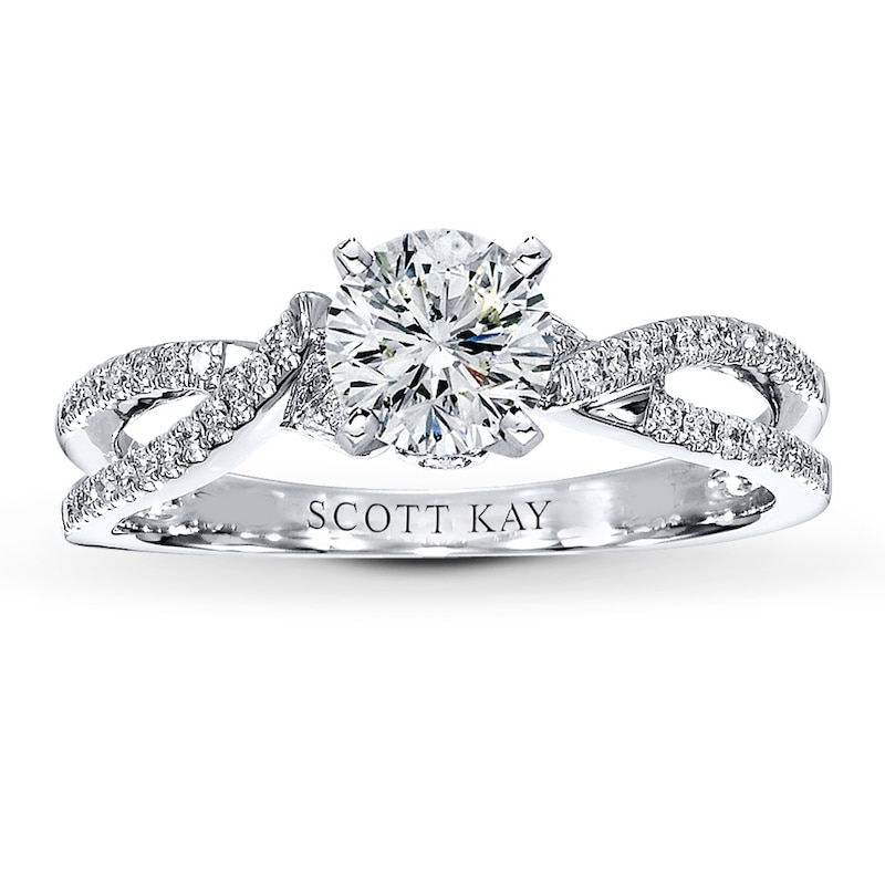 Main Image 3 of Previously Owned Scott Kay Ring Setting 1/8 ct tw Diamonds 14K White Gold