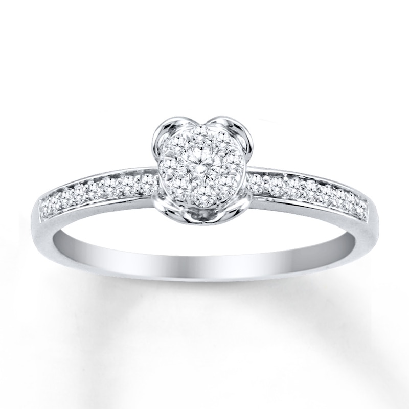 Main Image 1 of Previously Owned Heart Diamond Promise Ring 1/5 ct tw Round 10K White Gold