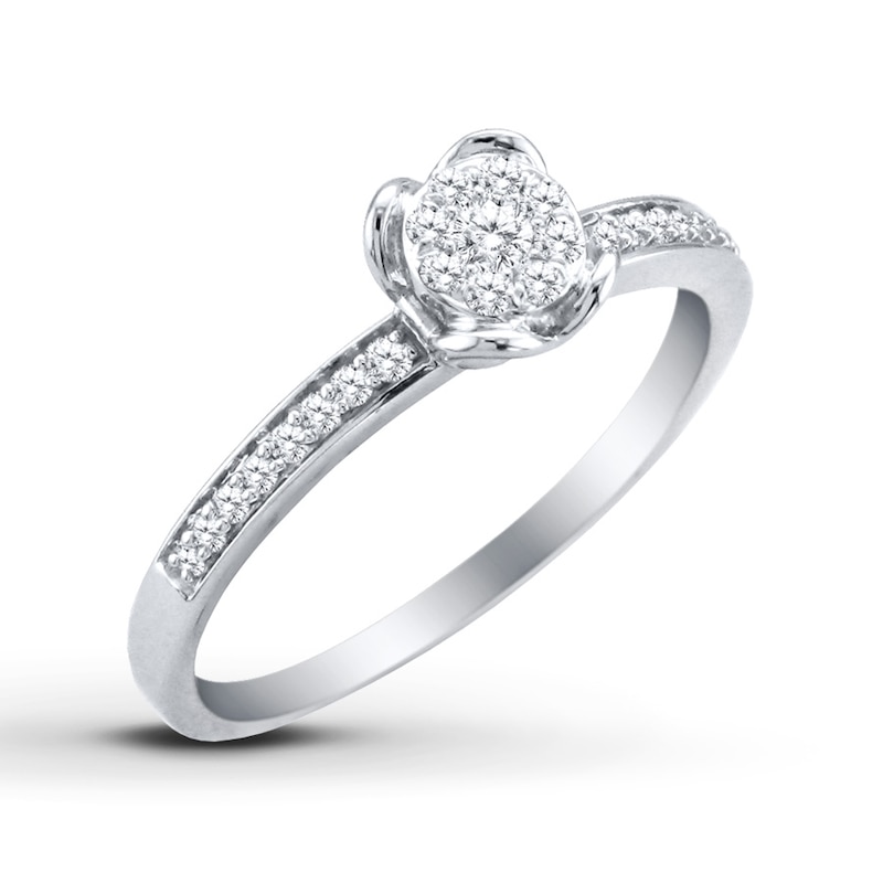 Main Image 2 of Previously Owned Heart Diamond Promise Ring 1/5 ct tw Round 10K White Gold