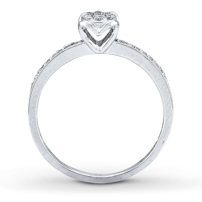 Main Image 3 of Previously Owned Heart Diamond Promise Ring 1/5 ct tw Round 10K White Gold