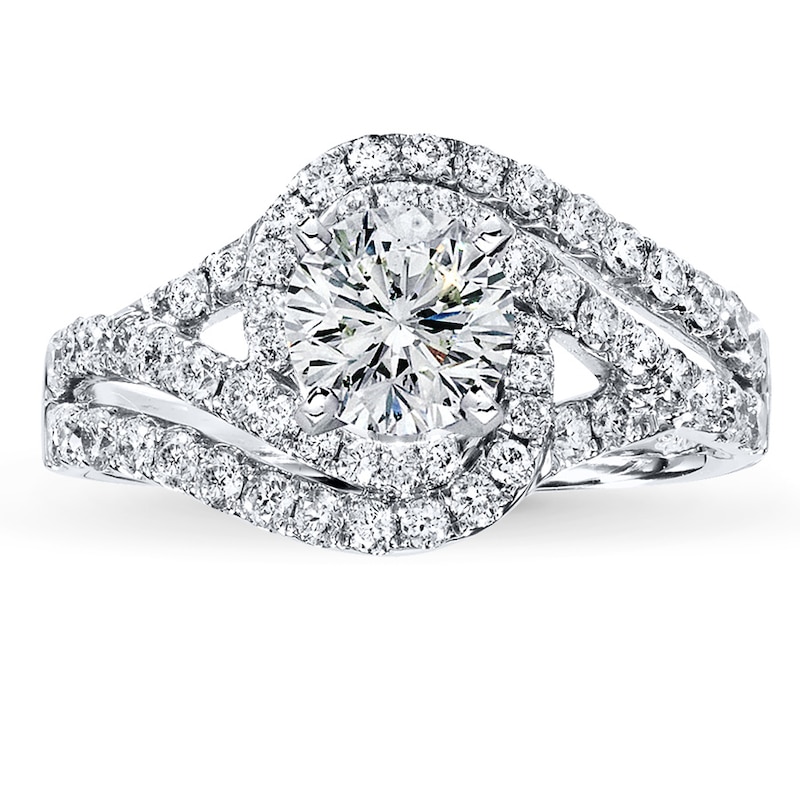 Main Image 3 of Previously Owned Diamond Ring Setting 3/4 ct tw Round-cut 14K White Gold