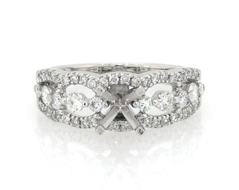 Main Image 1 of Previously Owned Diamond Scalloped Engagement Ring Setting 3/4 ct tw 14K White Gold