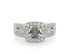 Thumbnail Image 1 of Previously Owned Diamond Cushion Halo Engagement Ring Setting 1/2 ct tw 14K White Gold