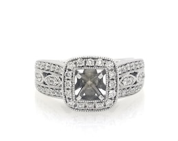 Previously Owned Diamond Cushion Halo Engagement Ring Setting 1/2 ct tw 14K White Gold