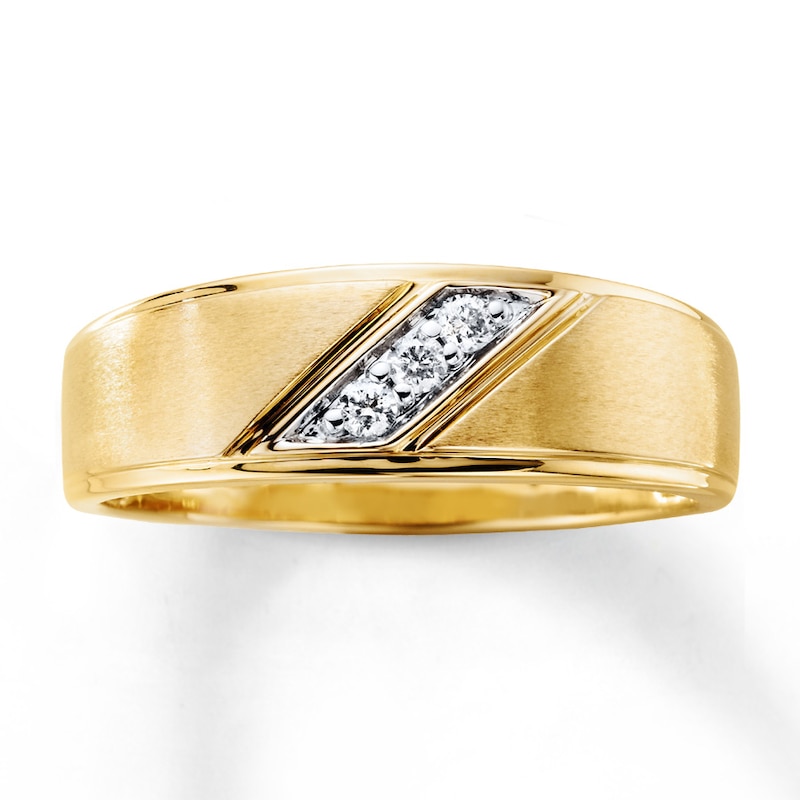 Main Image 1 of Previously Owned Men's Wedding Band 1/10 ct tw Round-cut Diamonds 10K Yellow Gold