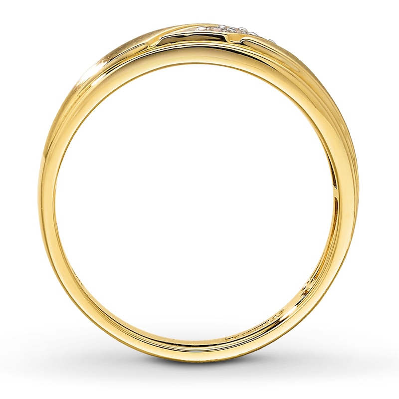 Main Image 2 of Previously Owned Men's Wedding Band 1/10 ct tw Round-cut Diamonds 10K Yellow Gold