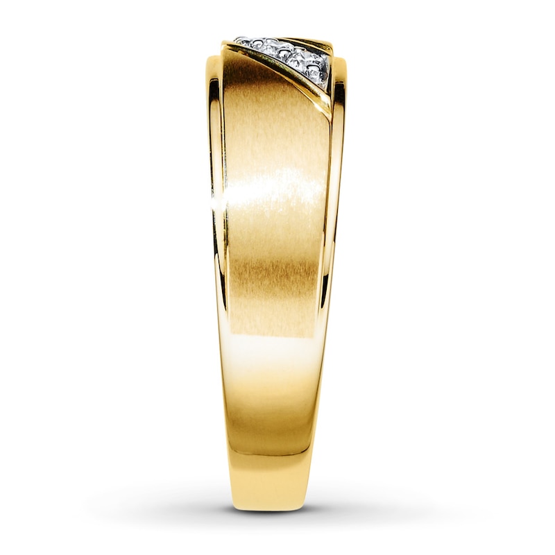 Main Image 3 of Previously Owned Men's Wedding Band 1/10 ct tw Round-cut Diamonds 10K Yellow Gold