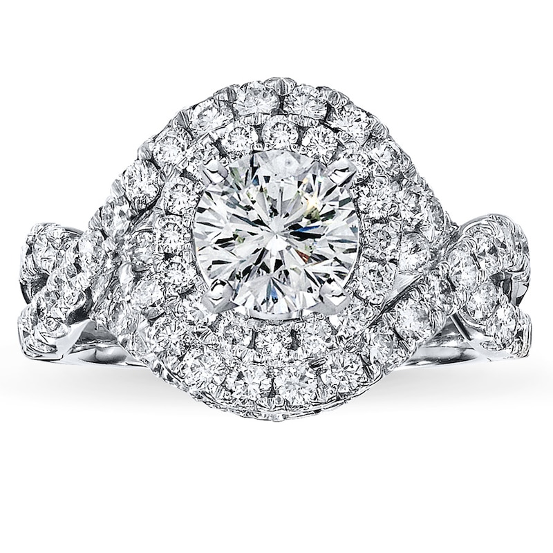 Main Image 3 of Previously Owned Diamond Ring Setting 1-1/2 ct tw Round-cut 14K White Gold