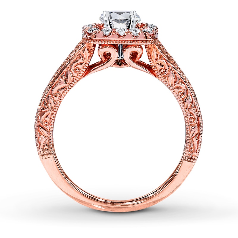 Main Image 2 of Previously Owned Diamond Ring Setting 1/2 ct tw Round-cut 14K Rose Gold