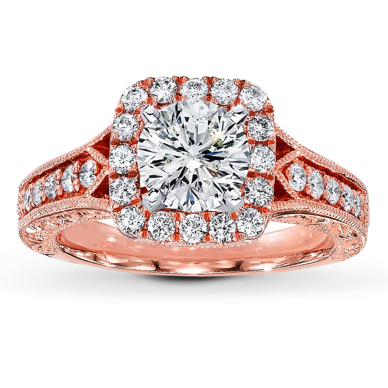 Main Image 3 of Previously Owned Diamond Ring Setting 1/2 ct tw Round-cut 14K Rose Gold