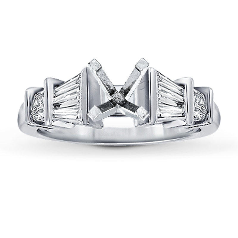 Main Image 1 of Previously Owned Diamond Ring Setting 5/8 ct tw Round/Baguette 14K White Gold