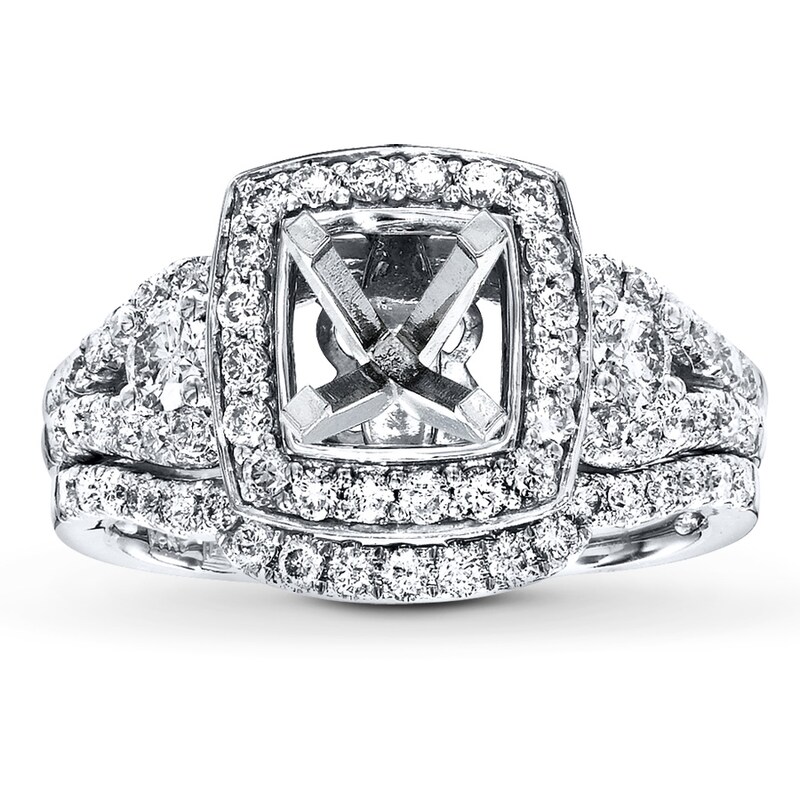 Main Image 1 of Previously Owned Diamond Bridal Setting 7/8 ct tw Round-cut 14K White Gold