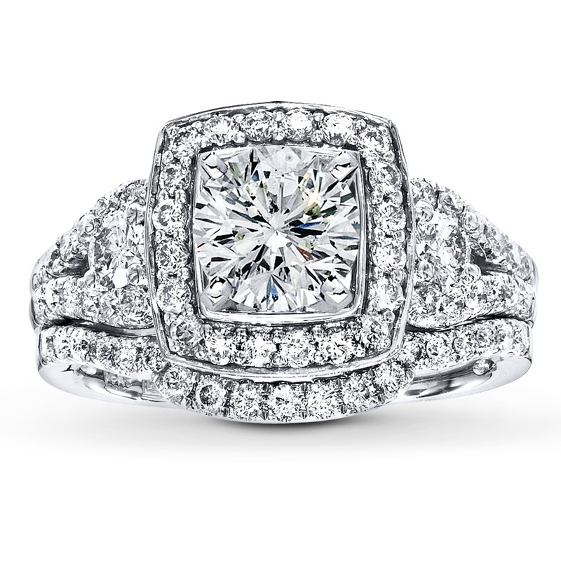 Main Image 3 of Previously Owned Diamond Bridal Setting 7/8 ct tw Round-cut 14K White Gold