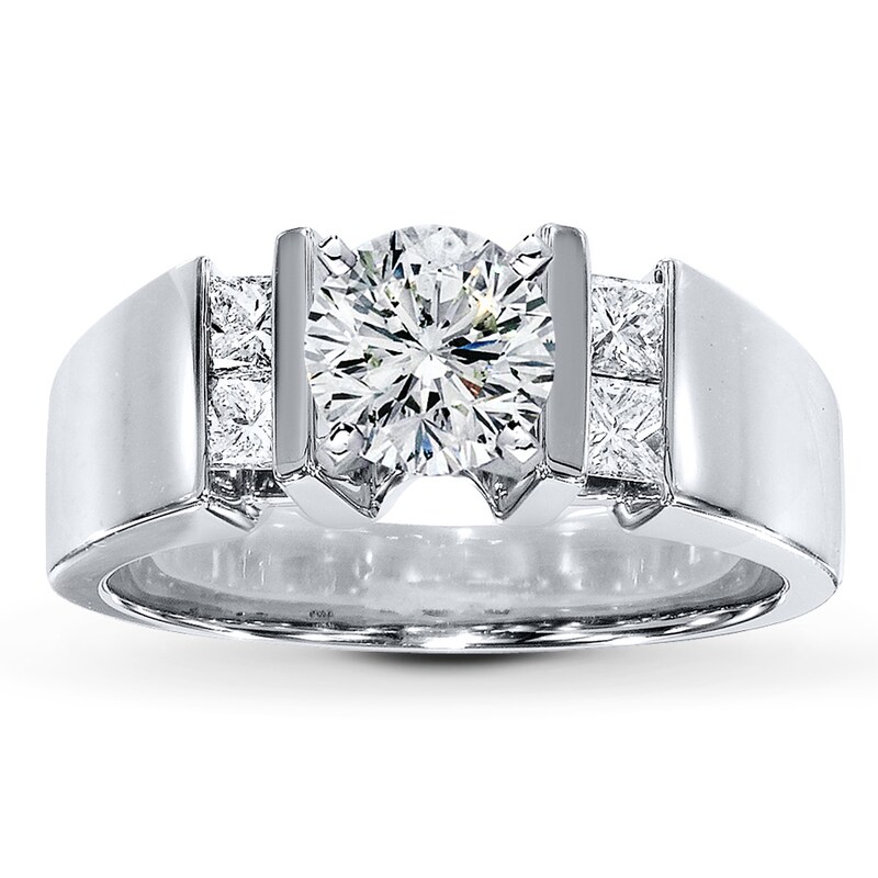 Main Image 3 of Previously Owned Diamond Ring Setting 3/8 ct tw Princess-cut 14K White Gold