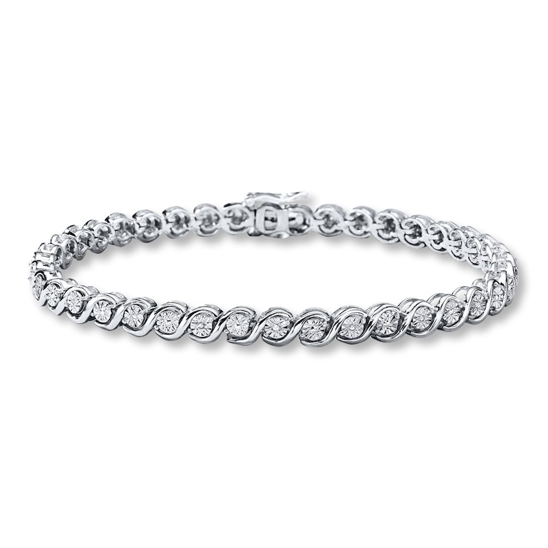 Main Image 1 of Previously Owned Diamond Bracelet 1/20 ct tw Sterling Silver 7.5"