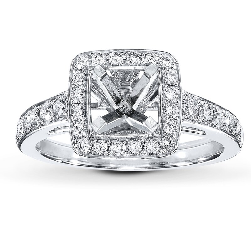 Main Image 1 of Previously Owned Diamond Ring Setting 5/8 ct tw Round-Cut 14K White Gold