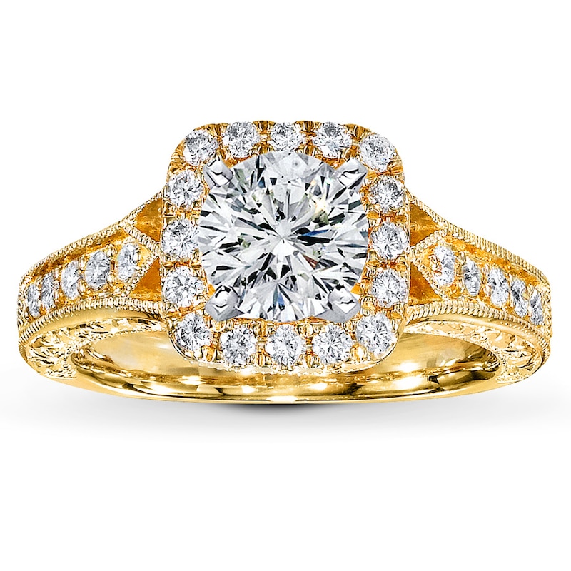 Main Image 3 of Previously Owned Diamond Ring Setting 1/2 ct tw Round-cut 14K Yellow Gold