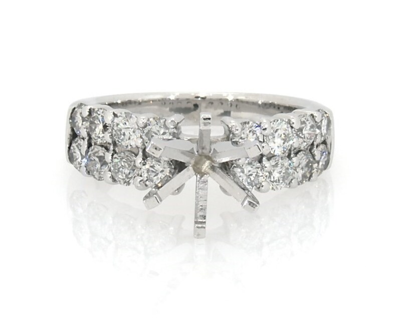 Main Image 1 of Previously Owned Diamond Two-Row Engagement Ring Setting 1-1/2 ct tw 14K White Gold