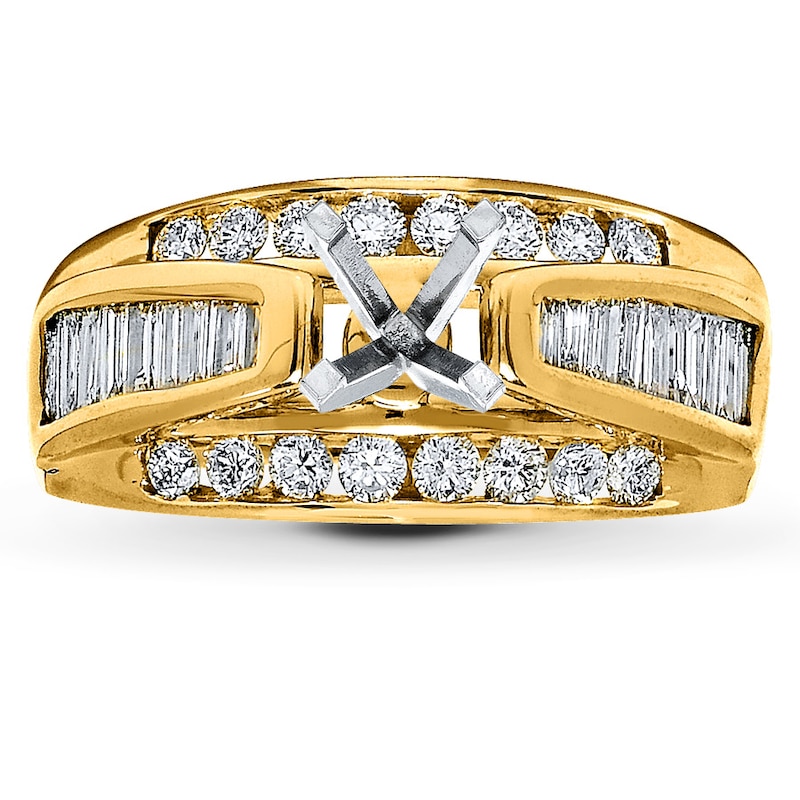 Main Image 1 of Previously Owned Diamond Engagement Ring Setting 1 ct tw Baguette/Round 14K Yellow Gold
