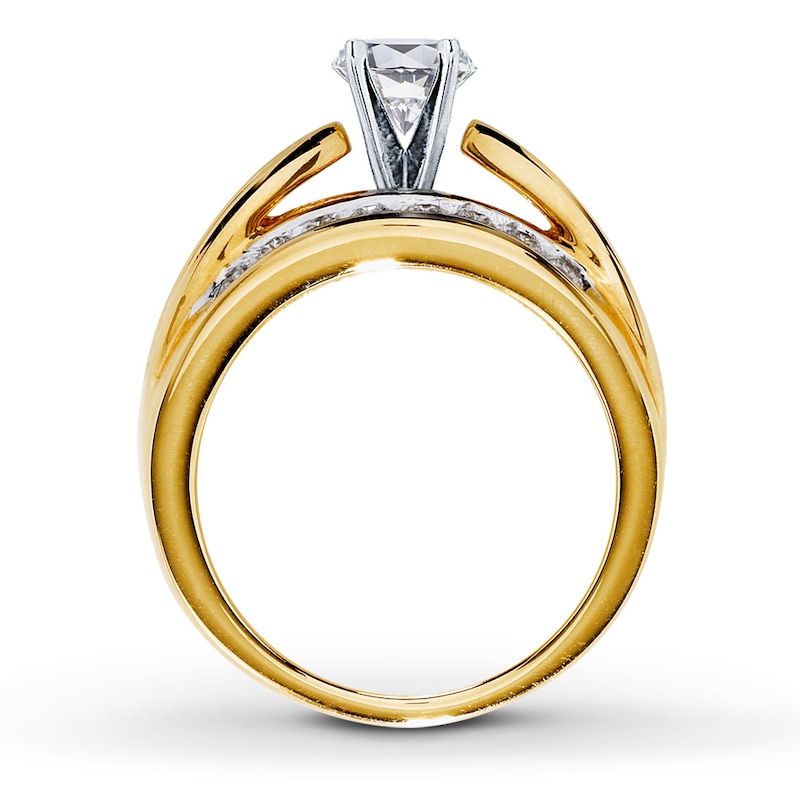 Main Image 2 of Previously Owned Diamond Engagement Ring Setting 1 ct tw Baguette/Round 14K Yellow Gold