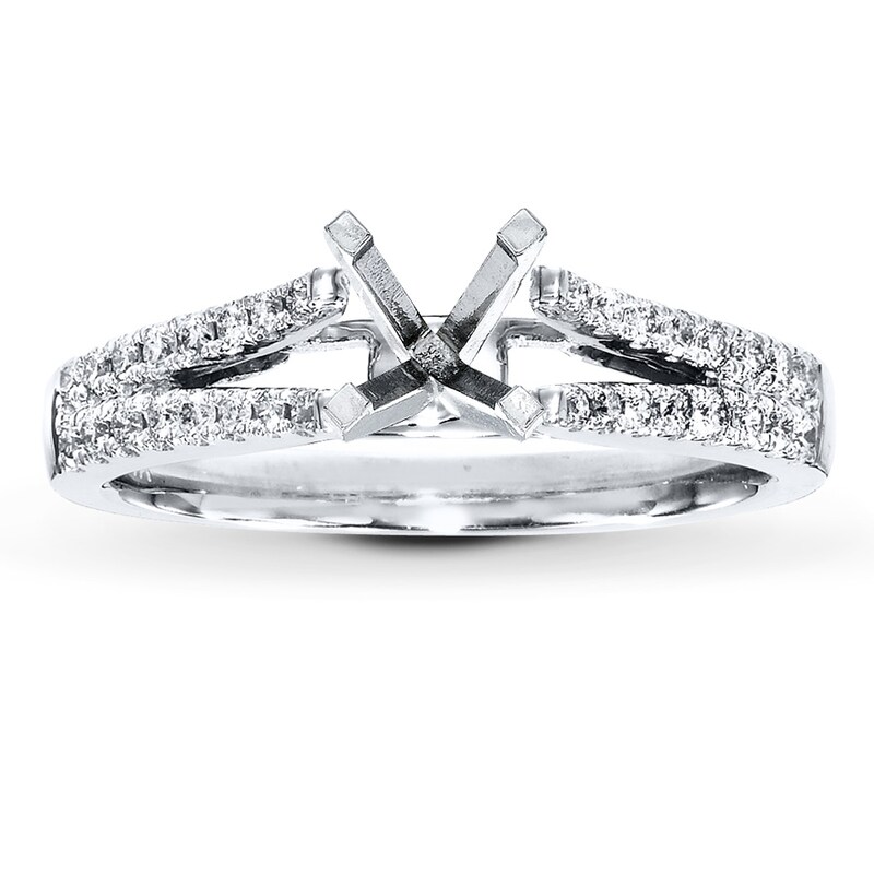 Main Image 1 of Previously Owned Diamond Ring Setting 1/4 ct tw Round-cut 14K White Gold