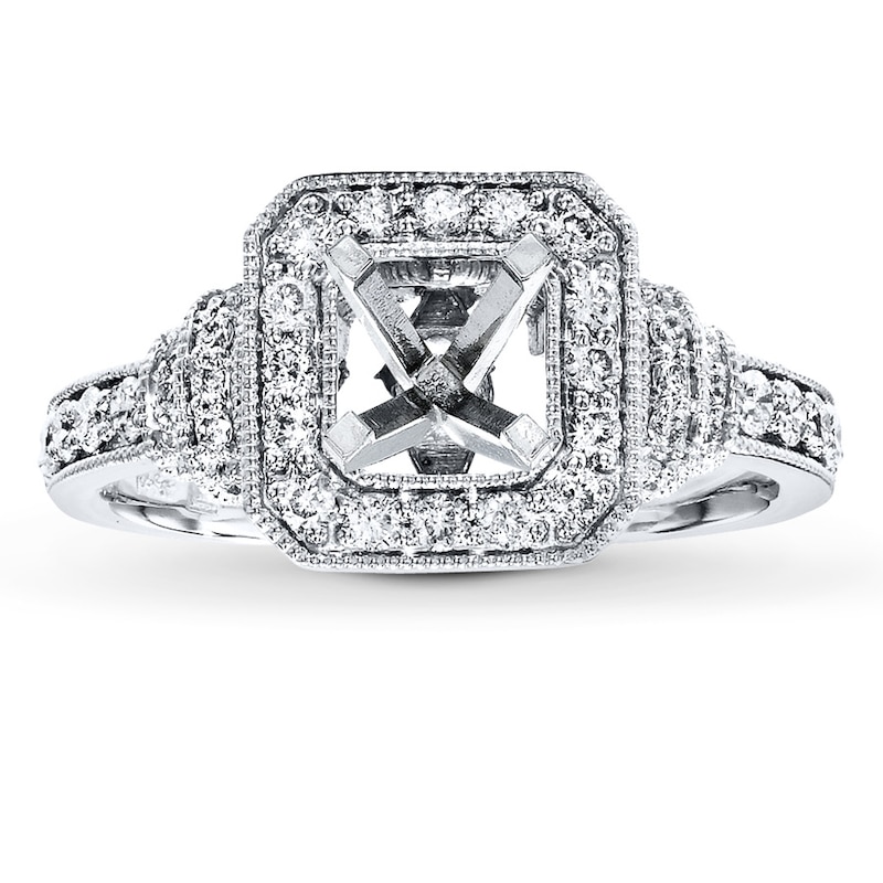 Main Image 1 of Previously Owned Diamond Ring Setting 1/2 ct tw Round-cut 14K White Gold