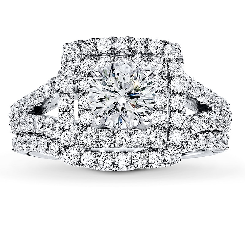 Main Image 3 of Previously Owned Diamond Bridal Setting 1-1/4 ct tw Round-cut 18K White Gold