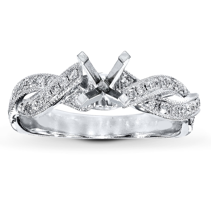 Main Image 1 of Previously Owned Diamond Ring Setting 3/8 ct tw Round-cut 14K White Gold