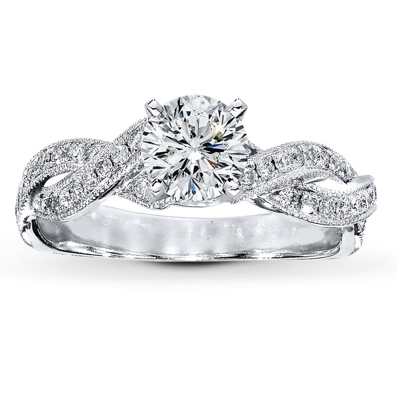 Main Image 3 of Previously Owned Diamond Ring Setting 3/8 ct tw Round-cut 14K White Gold