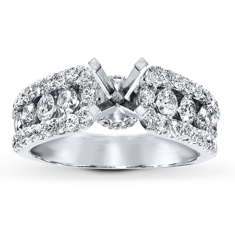 Main Image 1 of Previously Owned Diamond Ring Setting 1-3/8 ct tw Round-cut 14K White Gold