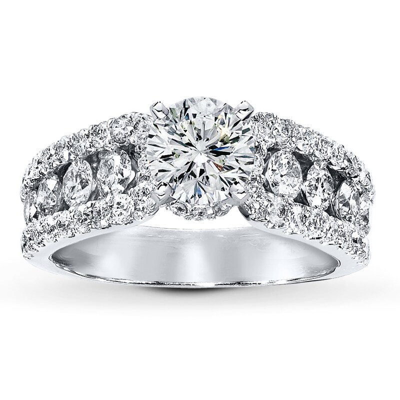 Main Image 3 of Previously Owned Diamond Ring Setting 1-3/8 ct tw Round-cut 14K White Gold