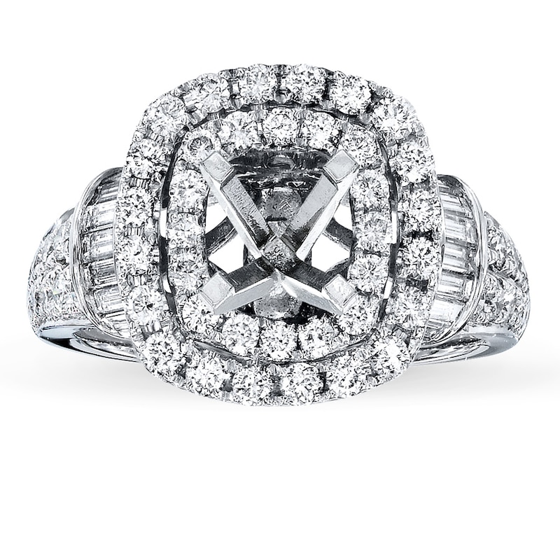 Main Image 1 of Previously Owned Diamond Ring Setting 1-1/2 ct tw Round-cut 14K White Gold