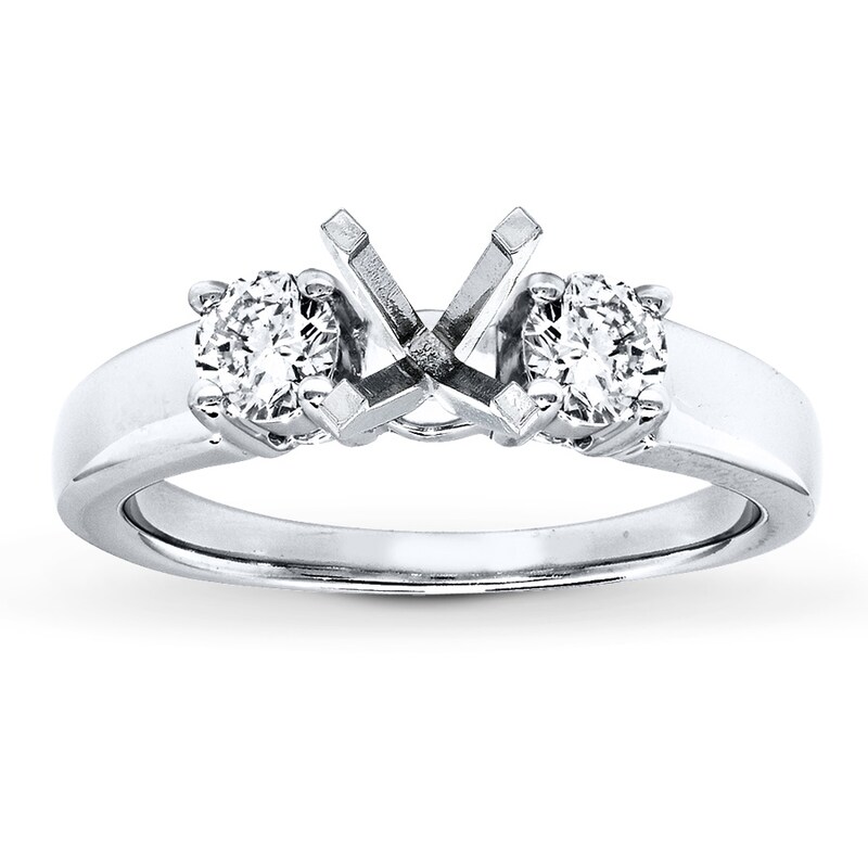 Main Image 1 of Previously Owned Diamond Ring Setting 1/2 ct tw Round-cut 14K White Gold