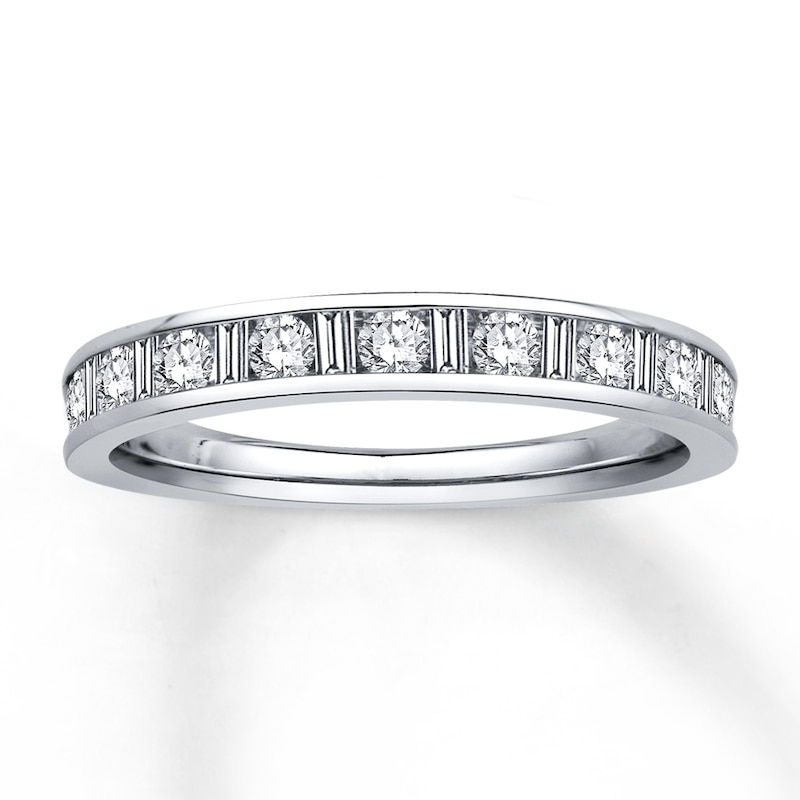 Previously Owned Diamond Anniversary Band 1/2 ct tw Baguette & Round-cut 14K White Gold