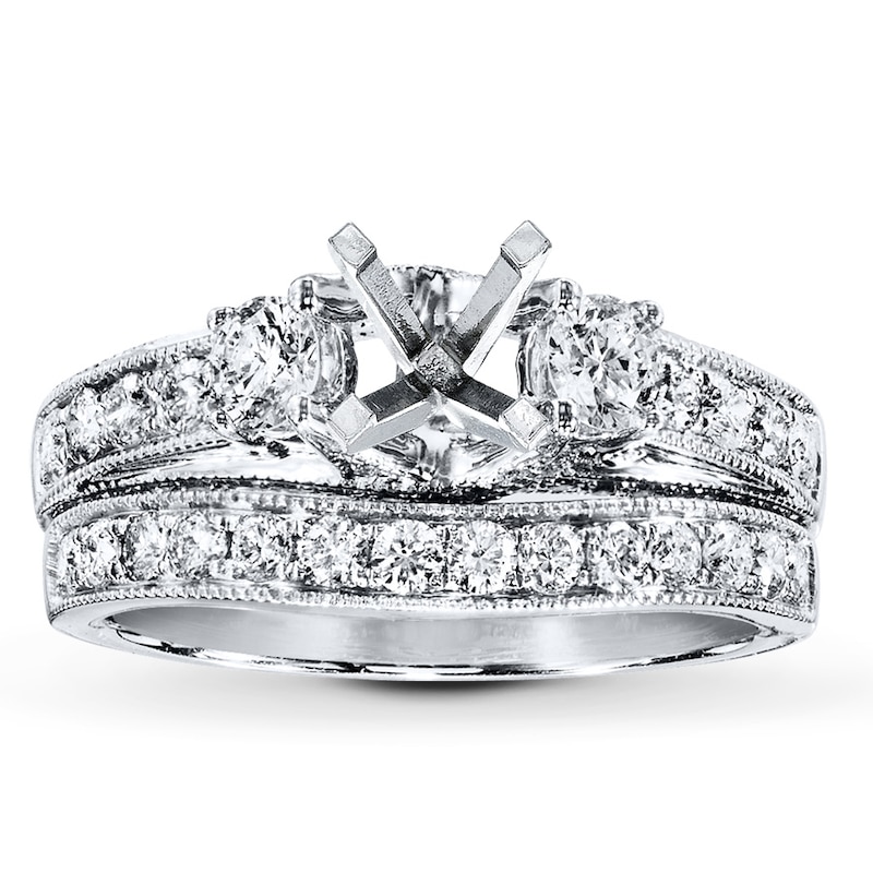 Main Image 1 of Previously Owned Diamond Bridal Setting 7/8 ct tw Round-cut 14K White Gold