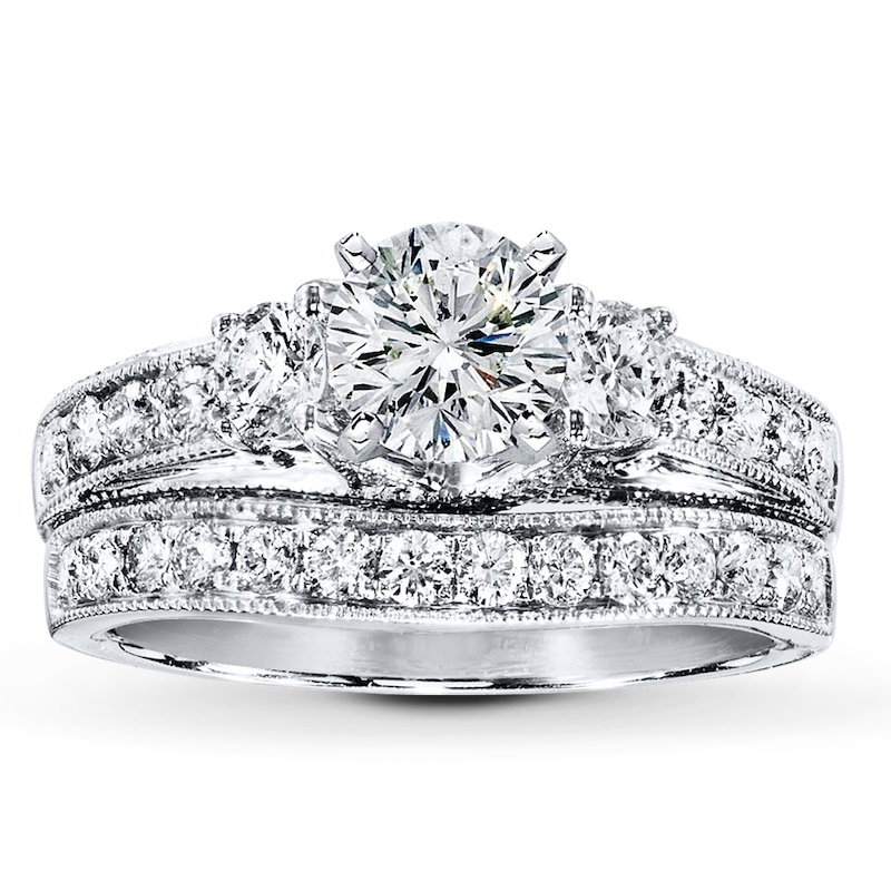 Main Image 3 of Previously Owned Diamond Bridal Setting 7/8 ct tw Round-cut 14K White Gold