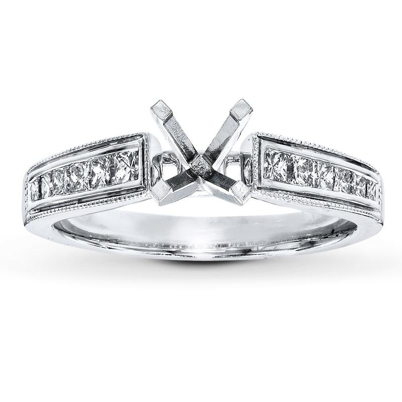 Main Image 1 of Previously Owned Diamond Ring Setting 1/2 ct tw Princess-cut 14K White Gold