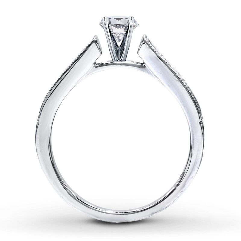 Main Image 2 of Previously Owned Diamond Ring Setting 1/2 ct tw Princess-cut 14K White Gold