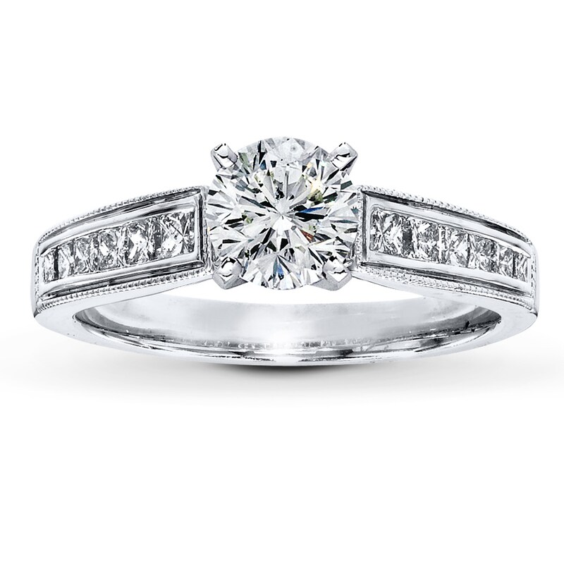 Main Image 3 of Previously Owned Diamond Ring Setting 1/2 ct tw Princess-cut 14K White Gold
