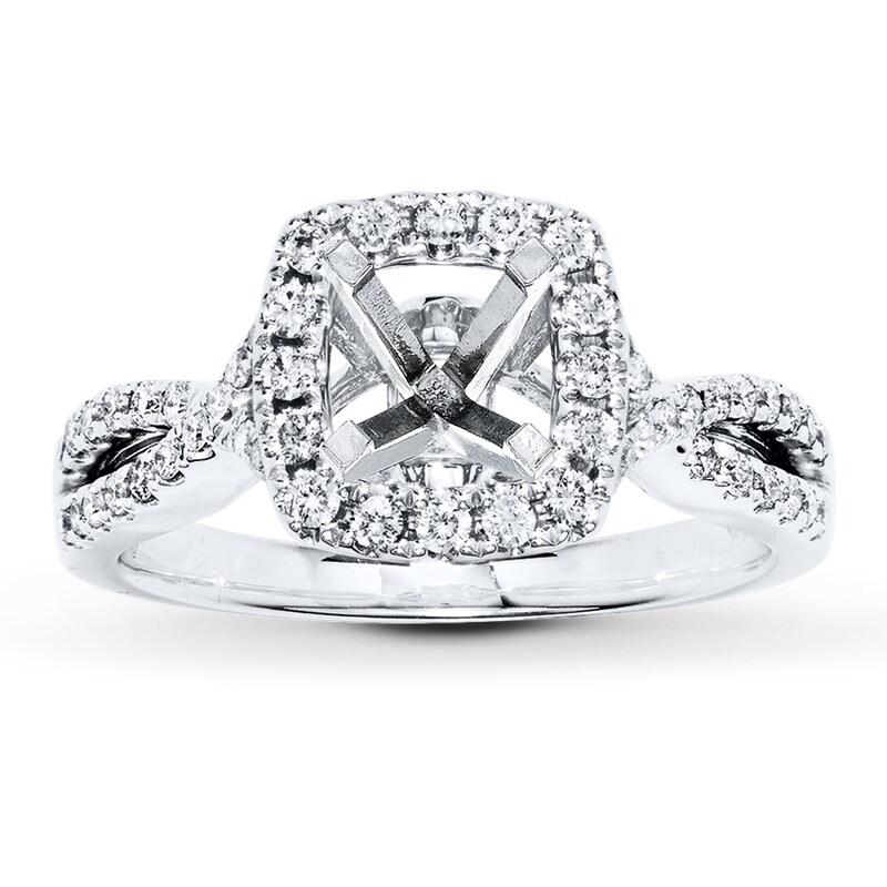 Main Image 1 of Previously Owned Diamond Ring Setting 1/2 ct tw Round-cut 14K White Gold