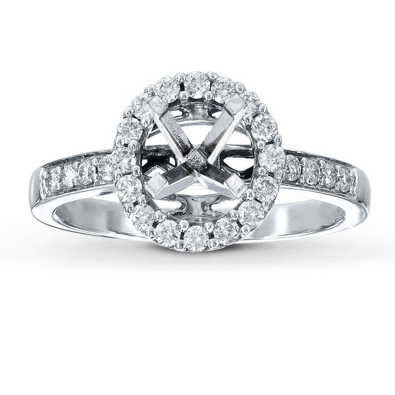 Main Image 1 of Previously Owned Diamond Ring Setting 1/3 ct tw Round-cut 14K White Gold
